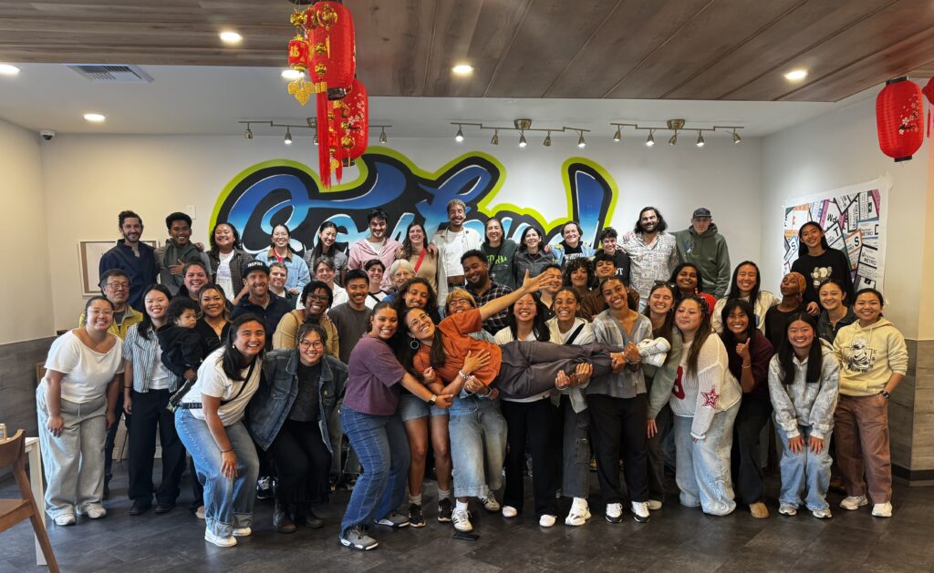 family and friends of Hana gathering at Soufend cafe to celebrate her last day of work
